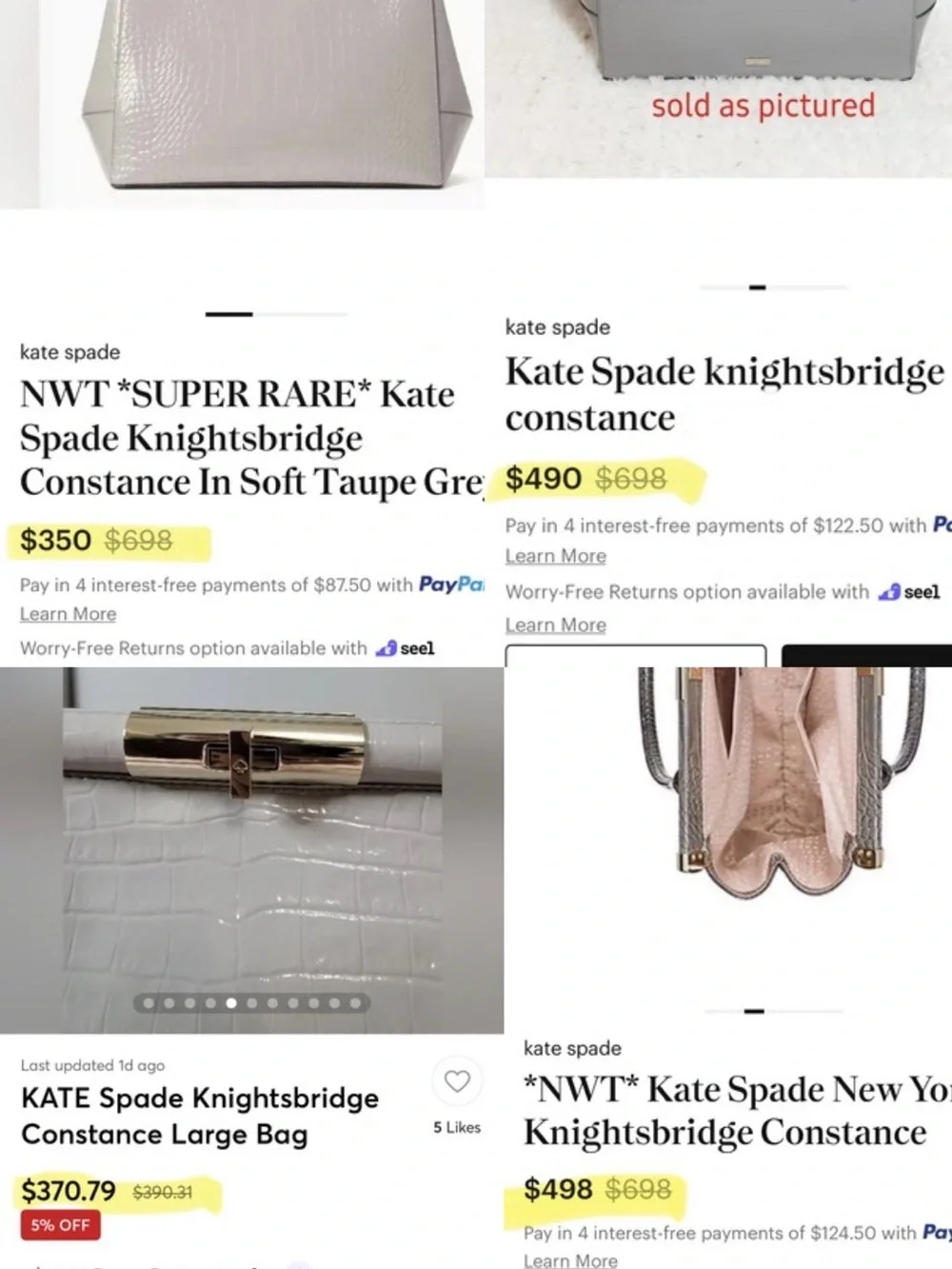 Kate Spade Knightsbridge Constance Satchel Gray Croc Embossed Patent Leather Bag